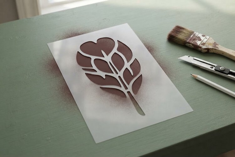Feather Papercut Stencil 5 example image 1
