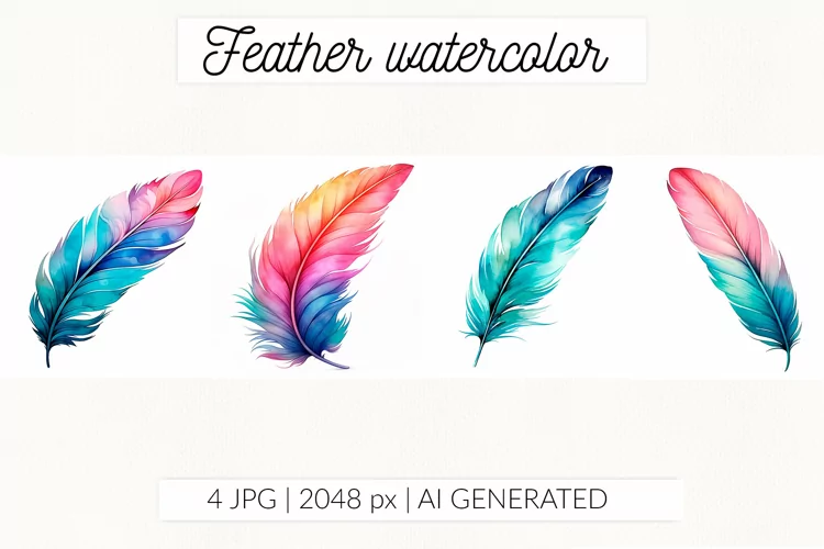 Watercolor feather isolated illustration