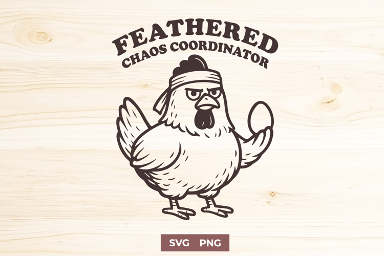 Feathered Chaos Coordinator SVG PNG Funny Chicken Mom Quote