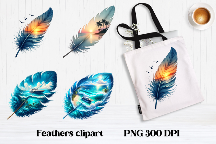 Summer feathers PNG clipart | Tropical feather sublimation