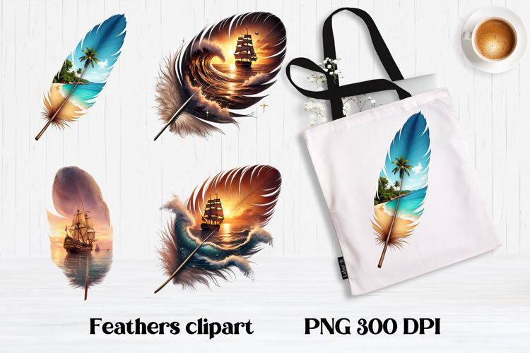 Summer feathers PNG clipart | Tropical feather sublimation