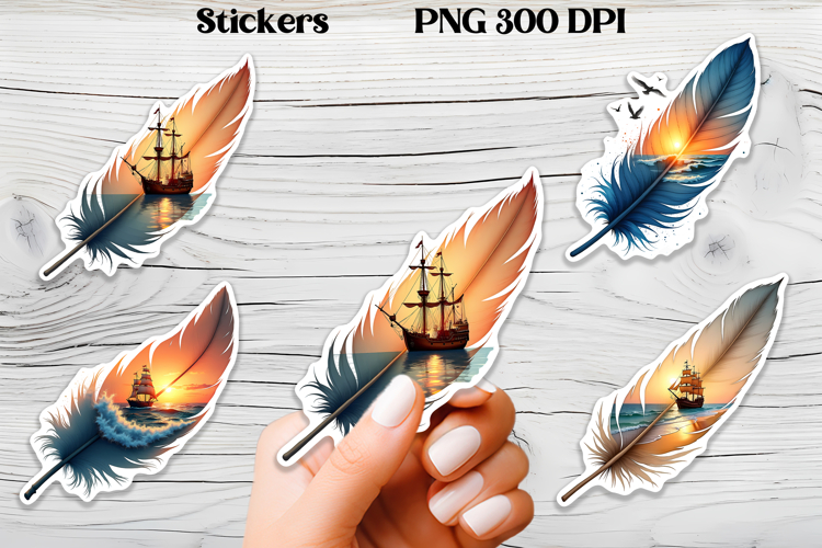 Cute feather stickers PNG | Ocean beach feather sticker
