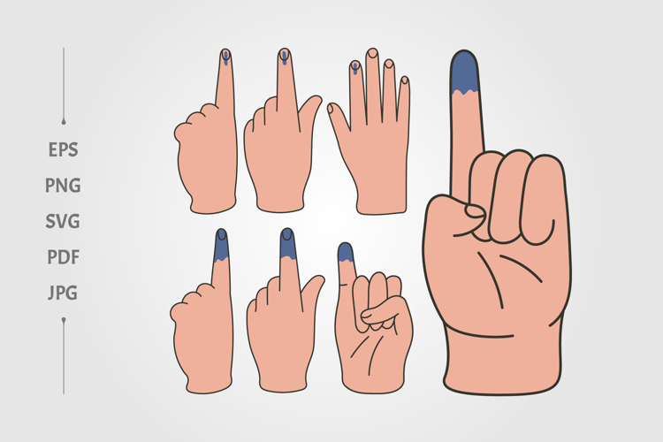 set of election ink mark vector illustration design