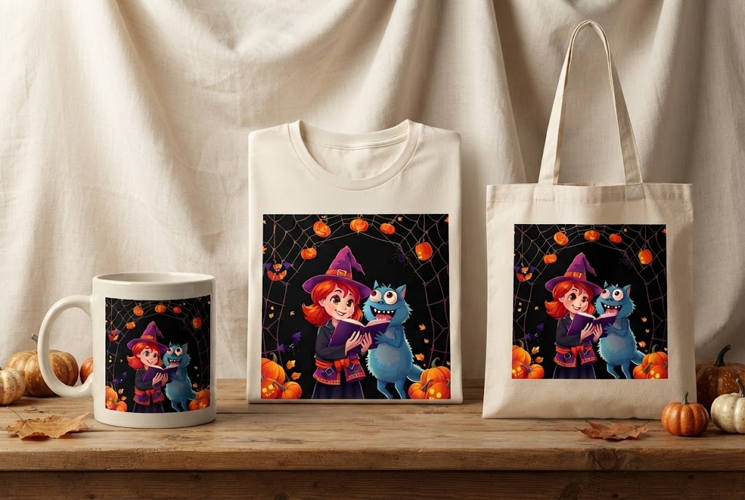 Halloween Witch Reading PNG | Monster Book Pumpkin Clipart