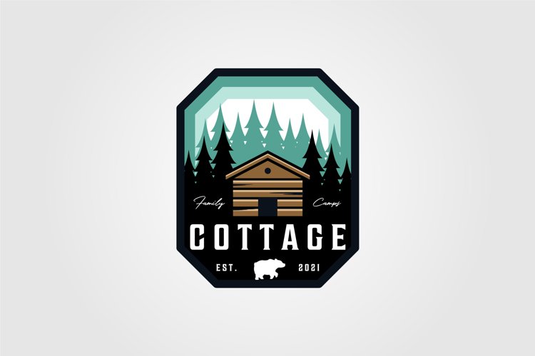 adventure cottage emblem logo patch vector illustration