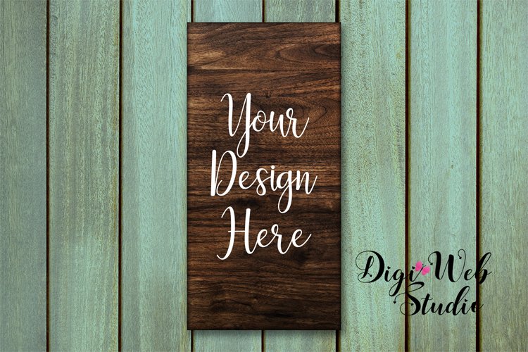 Wood Sign Mockup - Wood Sign on Sea Green Washed Wood example image 1