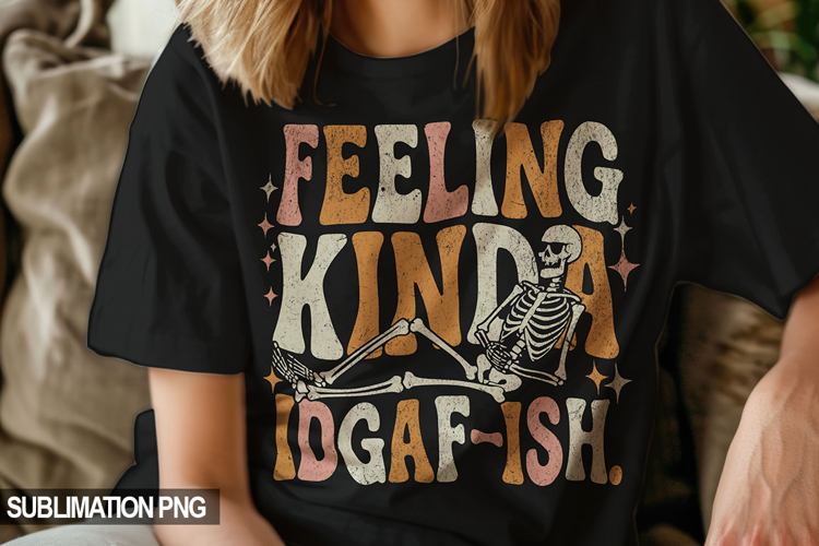 Feeling Kinda IDGAF-ish Retro Skeleton PNG