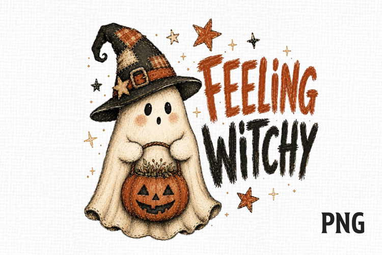Feeling Witchy Ghost PNG, Cute Halloween Ghost PNG