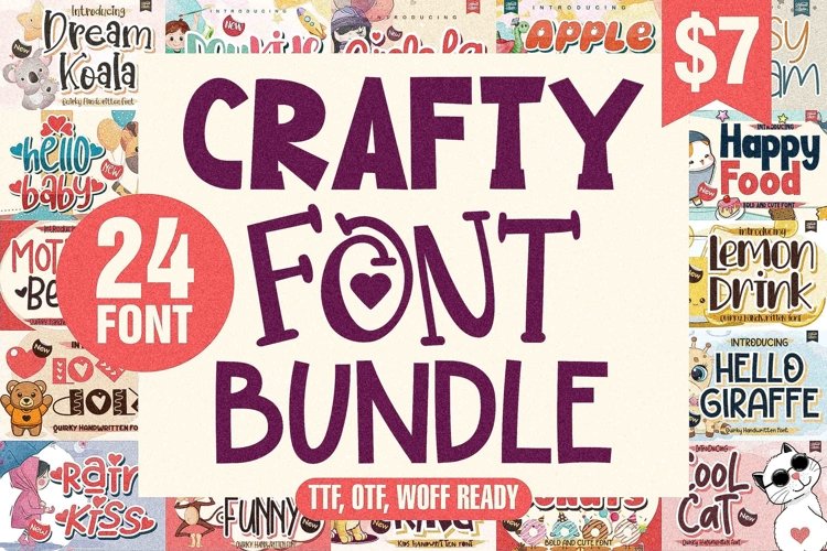 Crafty Font Bundle - 24 Unique Font example image 1