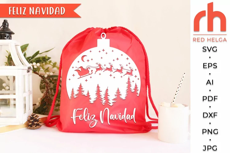 Feliz Navidad SVG, Xmas Forest Cut File, Spanish Christmas