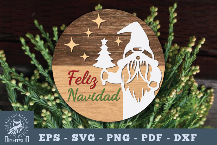 Feliz Navidad Laser Cut Round Sign