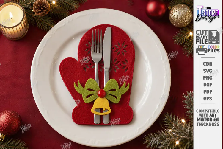 Christmas Felt Cutlery Holders | Decorative Mitten | Holiday