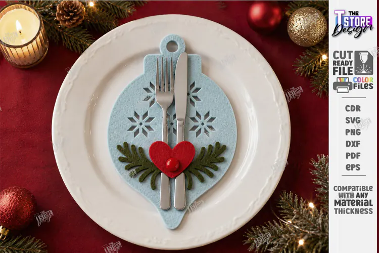 Christmas Felt Cutlery Holder | Decorative Ornament| Holiday
