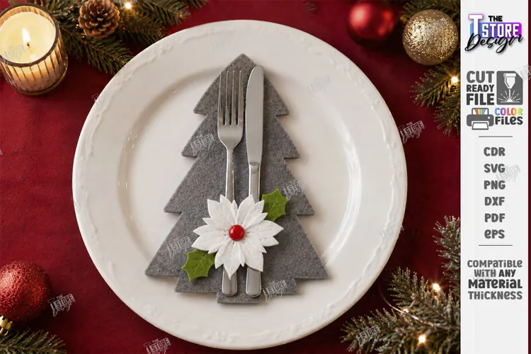 Christmas Felt Cutlery Holders | Christmas Tree | Holiday