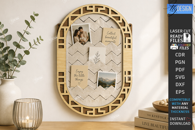 Felt Notes and Photo Organizer Laser Cut | House Wall Board
