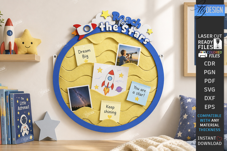 Felt Notes and Photo Organizer Laser Cut | Space Wall Board