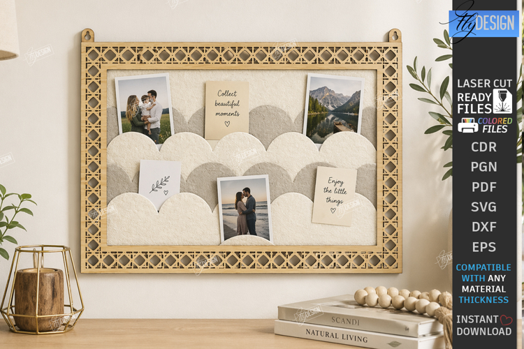 Felt Notes and Photo Organizer Laser Cut | House Wall Board