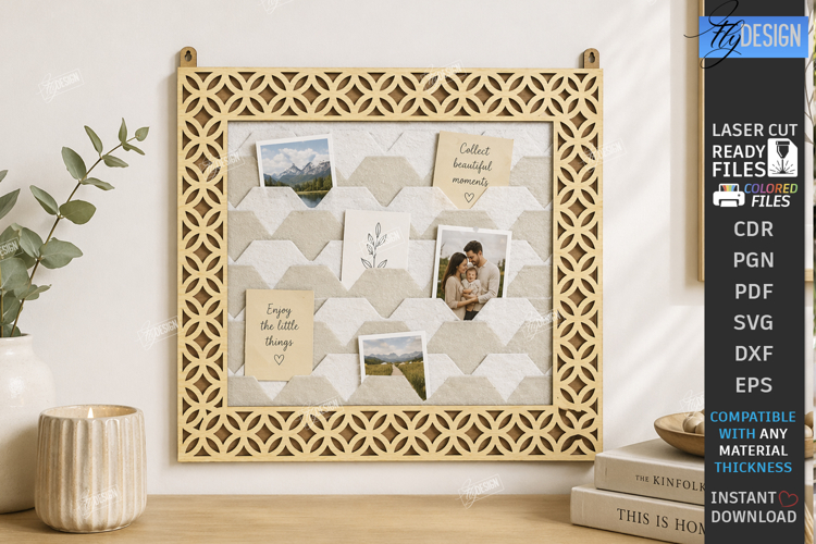 Felt Notes and Photo Organizer Laser Cut | House Wall Board