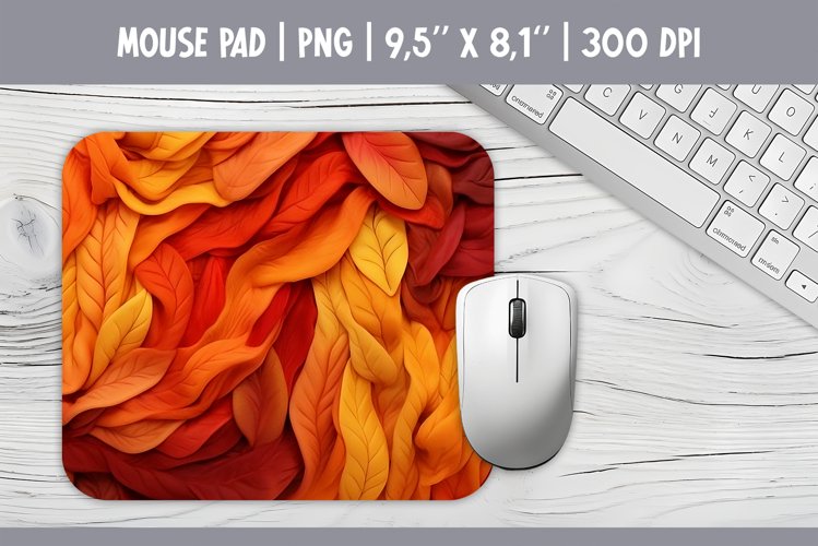 Autumn Leaves Wool Texture Mouse Pad Sublimation Design PNG example image 1