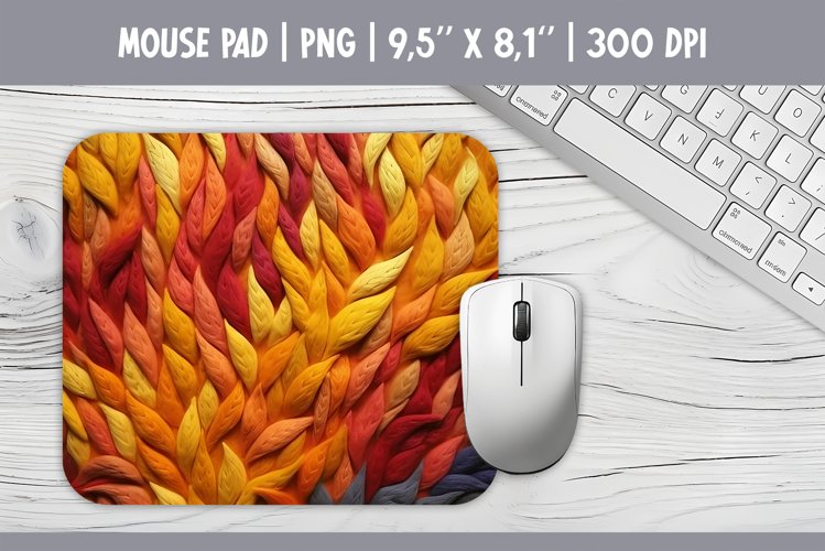 Autumn Leaves Wool Texture Mouse Pad Sublimation Design PNG