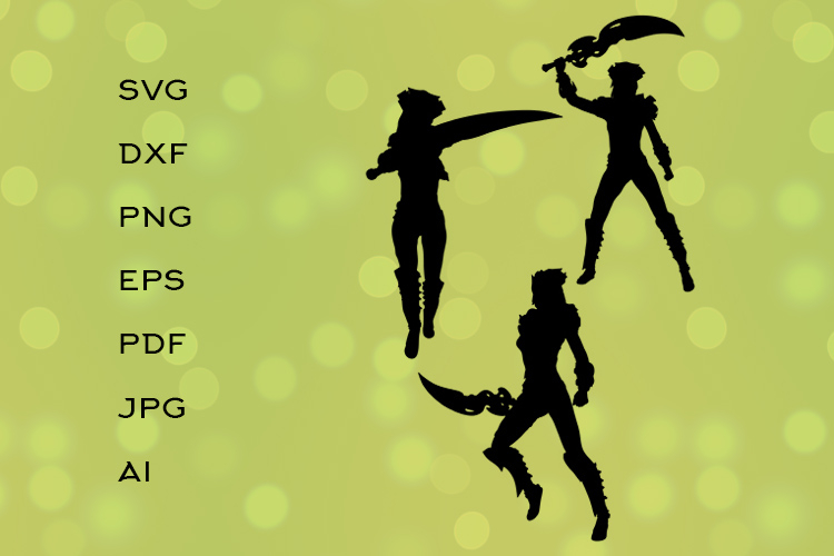Female Fantasy Warrior with Curved Blade Silhouette