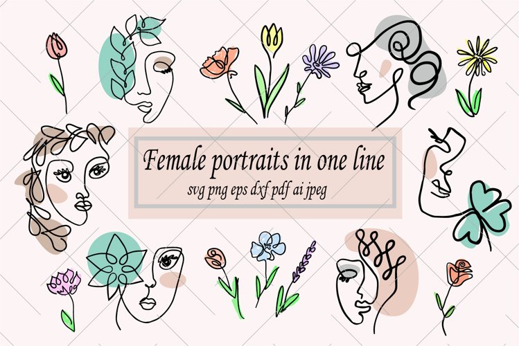 Female portraits in one line