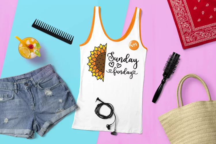 Sunday Funday SVG, Sunflower SVG, Tshirt design with flower
