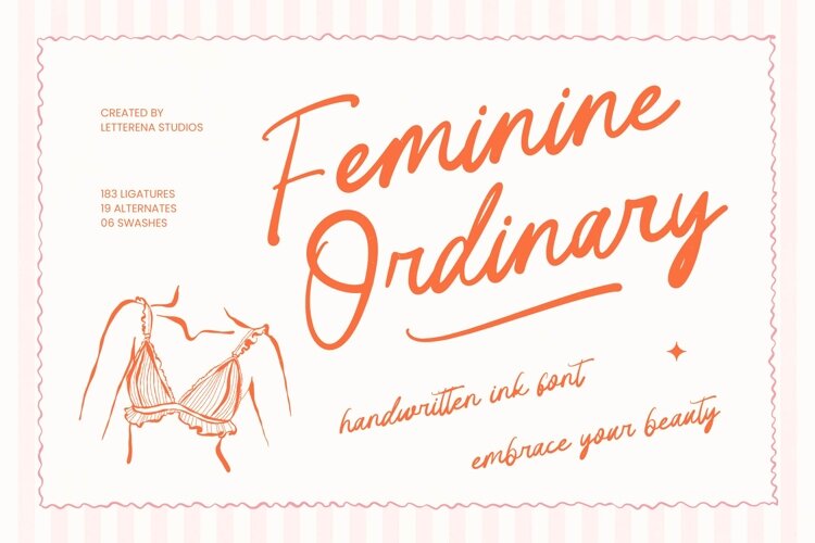 Feminine Ordinary - Handwritten Ink Font example image 1