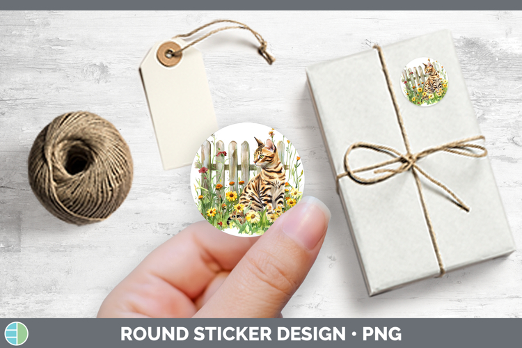 Fence Cats Bengal Stickers | Round Labels Designs