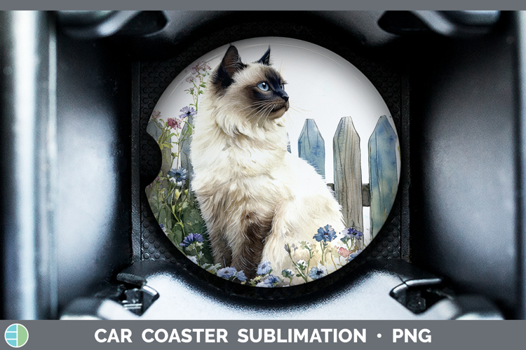 Fence Cats Birman Car Coaster Sublimation Designs