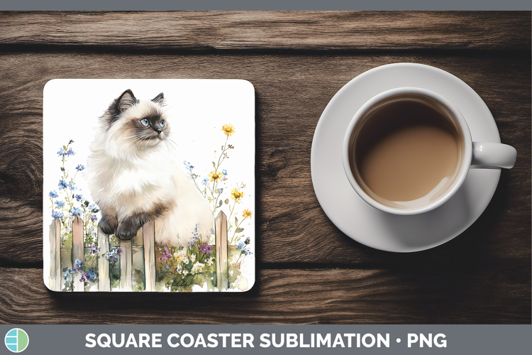 Fence Cats Himalayan Square Coaster Sublimation Coaster Desi