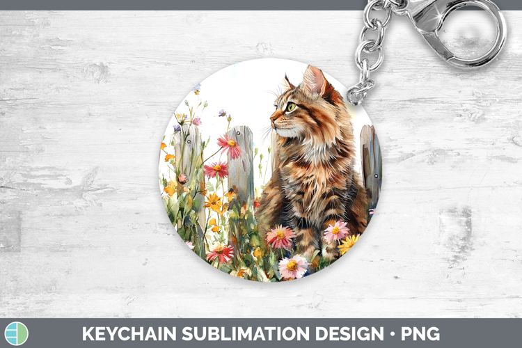 Fence Cats Maine Coon Keychain Sublimation Keyring Designs