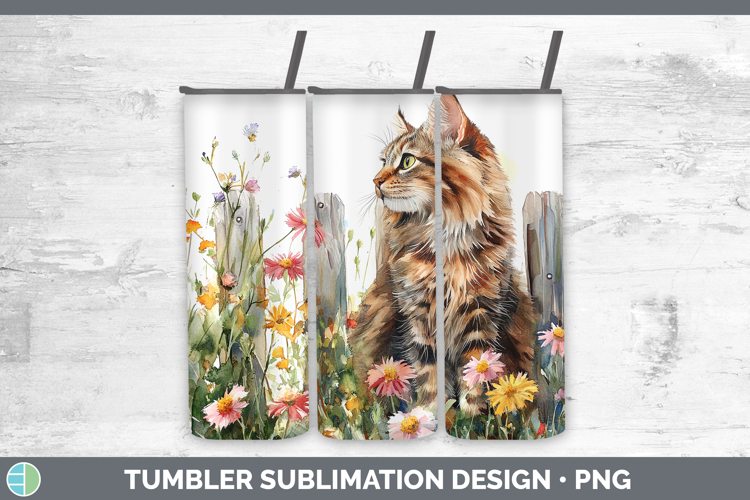 Fence Cats Maine Coon Tumbler Sublimation 20 oz Skinny Tumbl