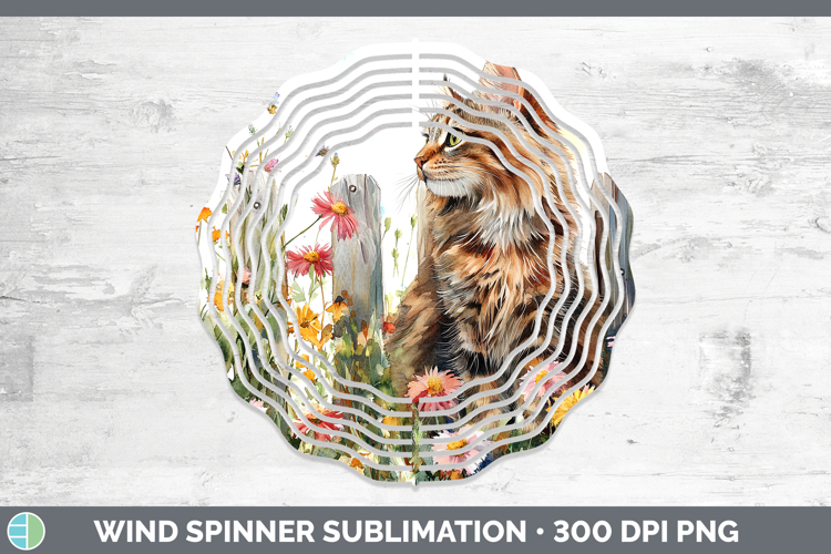 Fence Cats Maine Coon Wind Spinner Sublimation Spinner Desig