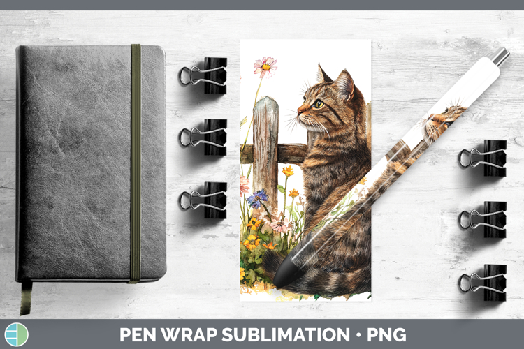 Fence Cats Tabby Pen Wrap Sublimation Pen Designs
