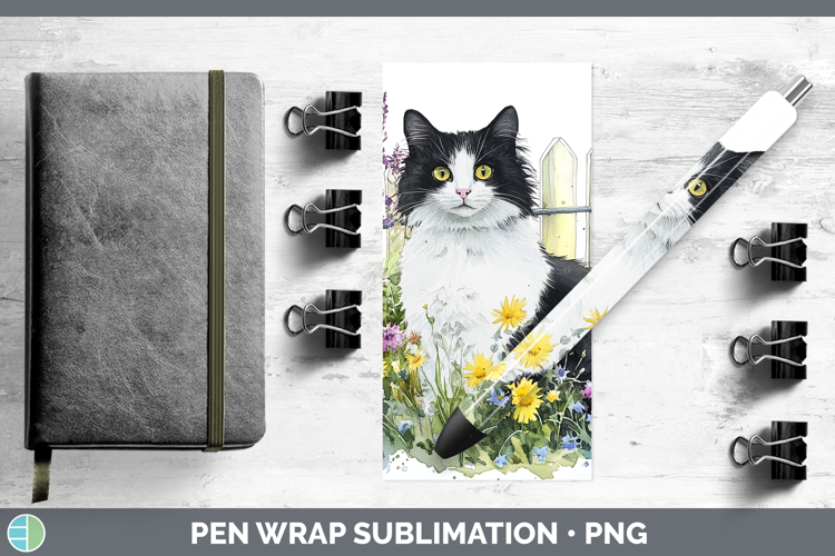Fence Cats Tuxedo Pen Wrap Sublimation Pen Designs