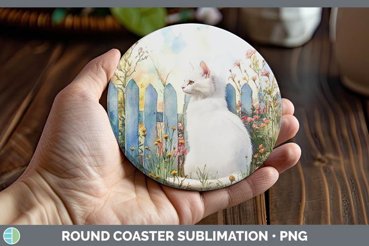 Fence Cats White Round Coaster Sublimation Coaster Designs