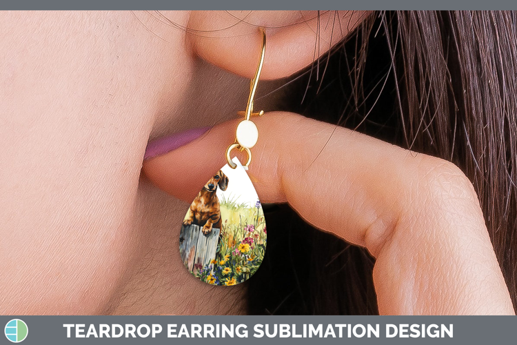 Fence Dogs 01 Dachshund Teardrop Earrings Sublimation Earrin
