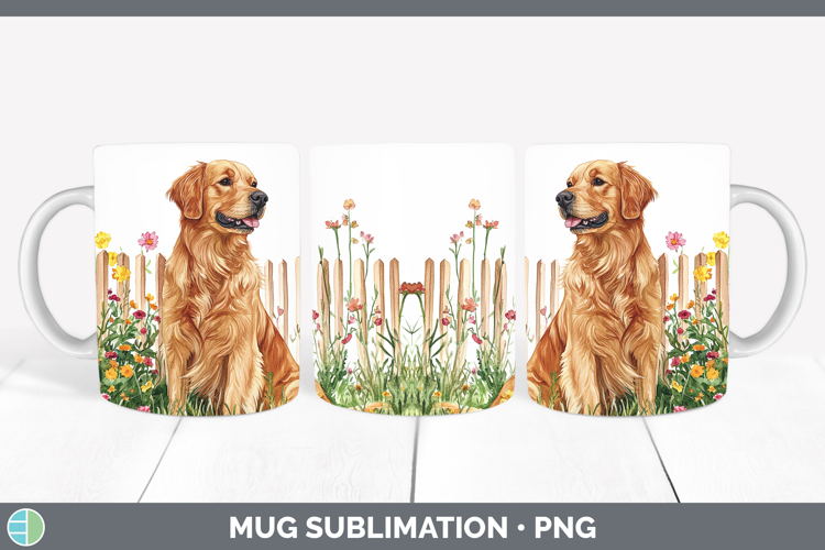 Fence Dogs 01 Golden Retriever Mug Wrap Sublimation Coffee C