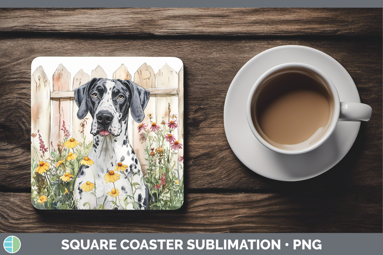 Fence Dogs 01 Great Dane Square Coaster Sublimation Coaster