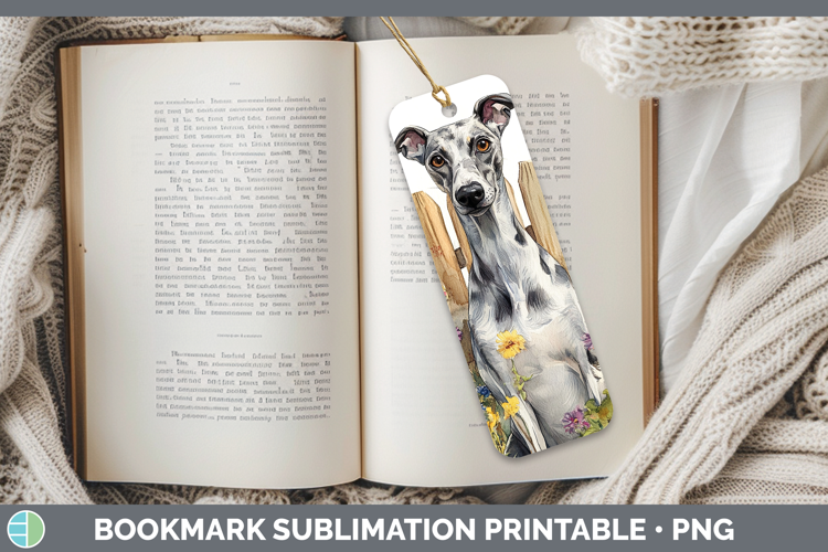 Fence Dogs 01 Greyhound Bookmark Sublimation Printable Desig