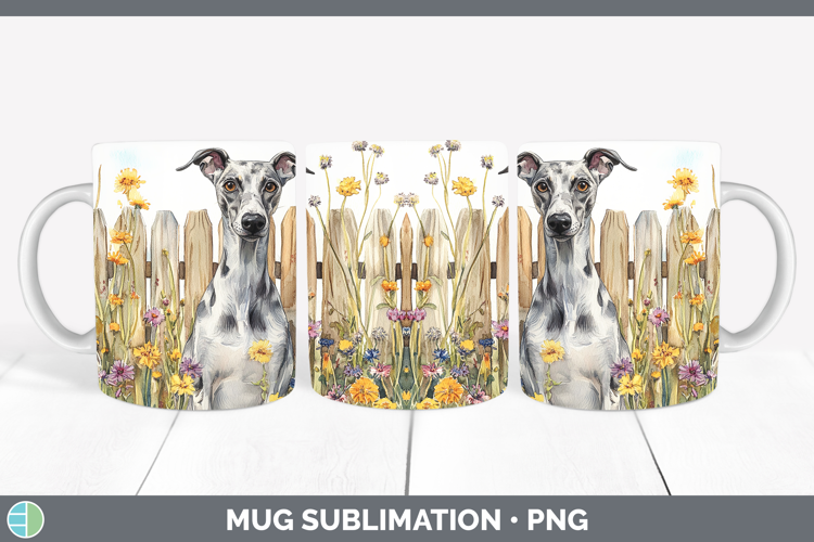 Fence Dogs 01 Greyhound Mug Wrap Sublimation Coffee Cup Desi