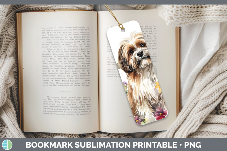 Fence Dogs 01 Lhasa Apso Bookmark Sublimation Printable Desi