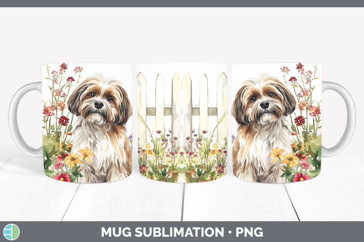 Fence Dogs 01 Lhasa Apso Mug Wrap Sublimation Coffee Cup Des