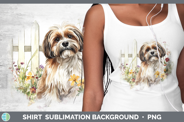 Fence Dogs 01 Lhasa Apso Shirt Sublimation Sublimation Backg