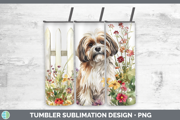 Fence Dogs 01 Lhasa Apso Tumbler Sublimation 20 oz Skinny Tu