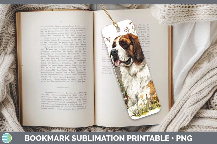 Fence Dogs 01 Saint Bernard Bookmark Sublimation Printable D