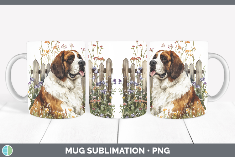 Fence Dogs 01 Saint Bernard Mug Wrap Sublimation Coffee Cup