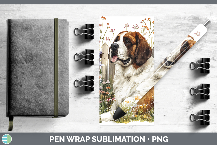 Fence Dogs 01 Saint Bernard Pen Wrap Sublimation Pen Designs