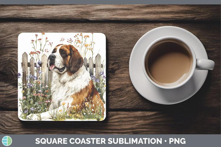 Fence Dogs 01 Saint Bernard Square Coaster Sublimation Coast